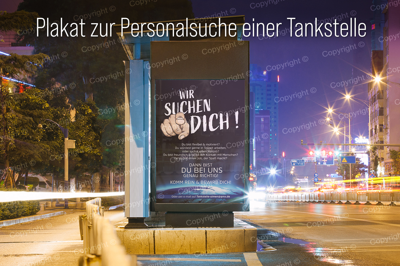 Gestaltung eines Plakats zur Personalsuche einer Tankstelle